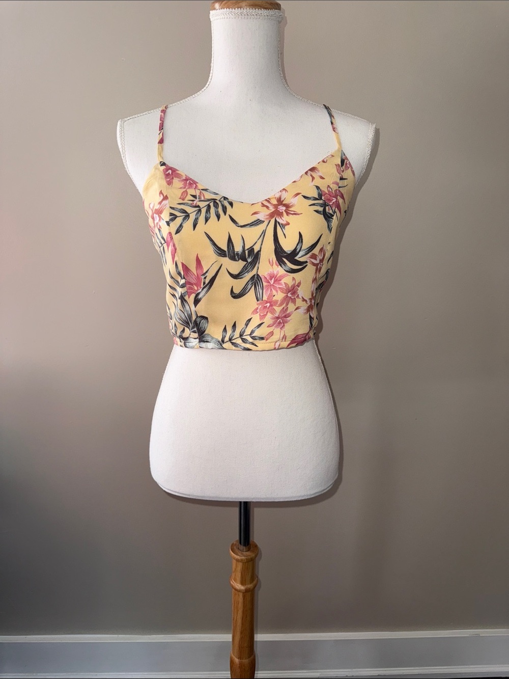H&M Yellow Floral Spaghetti-Strap Cami